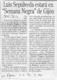 Luis Sepúlveda estará en "Semana negra" de Gijón  [artículo].