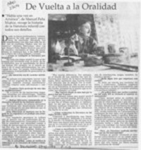 De vuelta a la oralidad  [artículo].