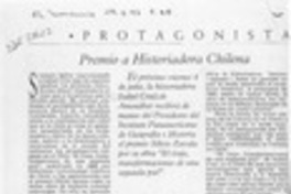 Premio a historiadora chilena  [artículo].