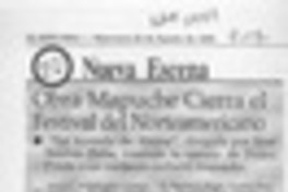 Obra mapuche cierra el festival del norteamericano  [artículo] Alejandra Costamagna.