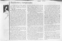 Escritores y temporales  [artículo] Sara Vial.