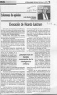 Evocación de Ricardo Latcham  [artículo] Luis Godoy Gómez.