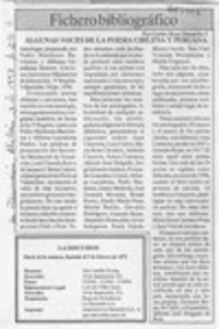 Algunas voces de la poesía chilena y peruana  [artículo] Carlos René Ibacache I.