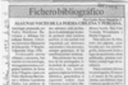 Algunas voces de la poesía chilena y peruana  [artículo] Carlos René Ibacache I.