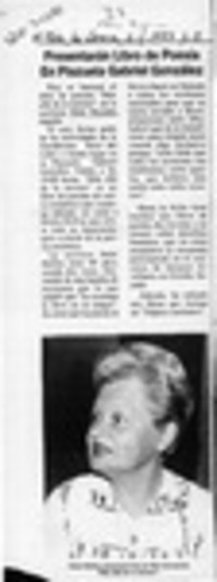 Presentarán libro de poesía en plazuela Gabriel González  [artículo].