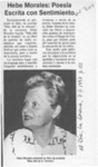 Hebe Morales, poesía escrita con sentimiento  [artículo].