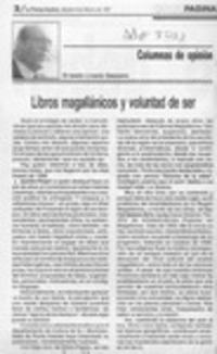 Libros magallánicos y voluntad de ser  [artículo] Ernesto Livacic Gazzano.