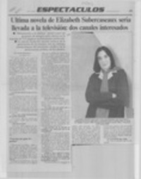 Ultima novela de Elizabeth Subercaseaux sería llevada a la televisión, dos canales interesados