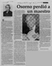 Osorno perdió a un maestro  [artículo] Elizabeth Acuña Anfossi.