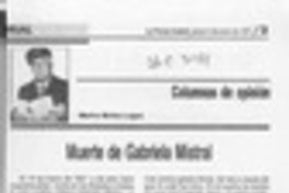 Muerte de Gabriela Mistral  [artículo] Marino Muñoz Lagos.