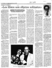 "Los libros son objetos solitarios"  [artículo] Jorge Abasolo Aravena.