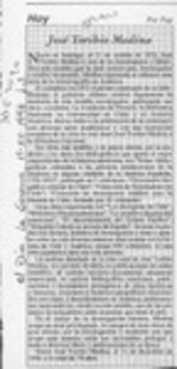 José Toribio Medina  [artículo] Fap.