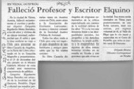 Falleció profesor y escritor elquino  [artículo]Orlando Rivera.