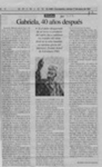 Gabriela, 40 años después  [artículo] Rodolfo Garcés Guzmán.