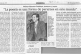 "La Poesía es una forma de pararnos en este mundo"  [artículo].