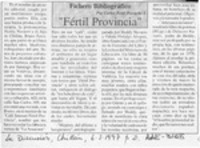 "Fértil provincia"  [artículo] Carlos René Ibacache I.