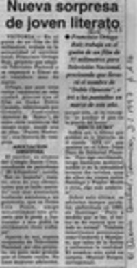 Nueva sorpresa de joven literato  [artículo] Manuel Burgos.