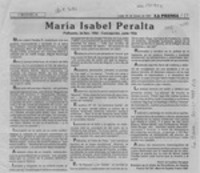 María Isabel Peralta  [artículo] Ruth González Vergara.