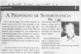A propósito de supervivencia  [artículo] E. J.