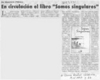 En circulación el libro "Somos singulares"  [artículo].