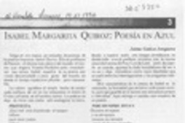 Isabel Margarita Quiroz, poesía en azul  [artículo] Jaime Gatica Jorquera.