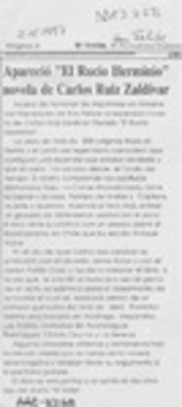 Apareció "El rucio Herminio" novela de Carlos Ruiz Zaldívar  [artículo].