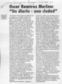 Oscar Ramírez Merino, "Un diario-una ciudad"  [artículo] José Arraño Acevedo.
