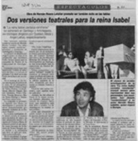 Dos versiones teatrales para la reina Isabel  [artículo].