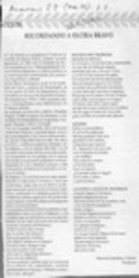 Recordando a Elcira Bravo  [artículo] Manuel Arellano Núñez.