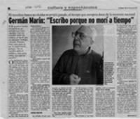 Germán Marín, "Escribo porque no morí a tiempo"  [artículo] Daniel Osorio G.