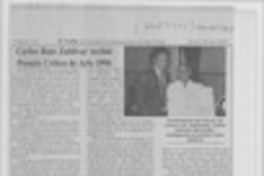 Carlos Ruiz Zaldívar recibió premio Crítica de Arte 1996