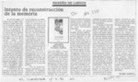 Intento de reconstrucción de la memoria  [artículo] Mario García.
