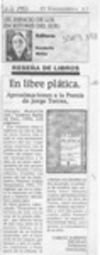 En libre plática  [artículo] Carlos Alberto Trujillo.