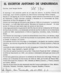 El escritor Antonio de Undurraga  [artículo] José Vargas Badilla.
