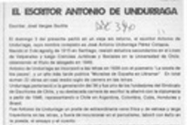 El escritor Antonio de Undurraga  [artículo] José Vargas Badilla.