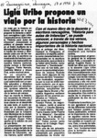 Ligia uribe propone un viaje por la historia  [artículo].
