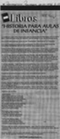 "Historia para aulas de infancia"  [artículo] Héctor González V.