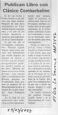 Publican libro con clásico combarbalino  [artículo].