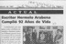 Escritor Hermelo Arabena cumplió 92 años de vida  [artículo].