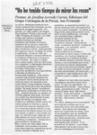 "No he tenido tiempo de mirar las rosas  [artículo] Luis Agoni Molina.