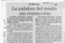 La Palabra del mundo sin restricción