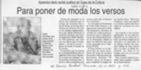 Para poner de moda los versos  [artículo].
