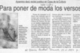 Para poner de moda los versos  [artículo].