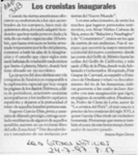 Los cronistas inaugurales  [artículo] Antonio Rojas Gómez.