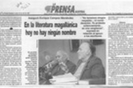 En la literatura magallánica hoy no hay ningún nombre  [artículo].