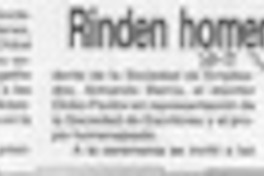 Rinden homenaje a escritor  [artículo].