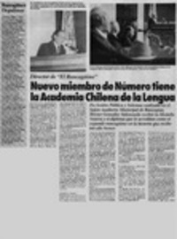 Nuevo miembro de número tiene la Academia Chilena de la Lengua