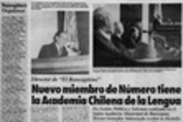 Nuevo miembro de número tiene la Academia Chilena de la Lengua