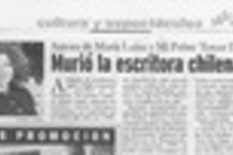 Murió la escritora chilena Agata Gligo  [artículo].