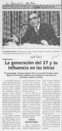 La Generación del 27 y su influencia en las letras  [artículo].